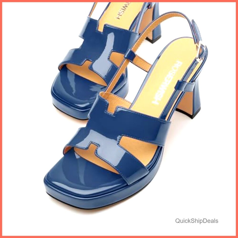 Chunky Block Platform High Heels Square Open Toe … - image 5